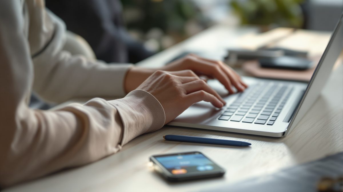 Person kauft e-Money online über eine digitale Prepaid-Plattform am Laptop