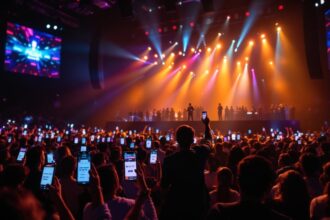 Unterhaltungsshow mit Publikum und Echtzeit-Feedback auf Smartphones im Veranstaltungssaal