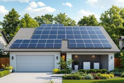 Wohnhaus mit Photovoltaikanlage auf dem Dach und Batteriespeicher – Autarkiegrad Photovoltaik
