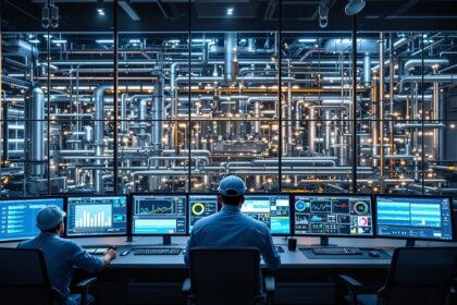 Chemie 4.0 – Leitwarte einer modernen Chemieanlage mit digitalen Dashboards und Echtzeit-Produktionsdaten