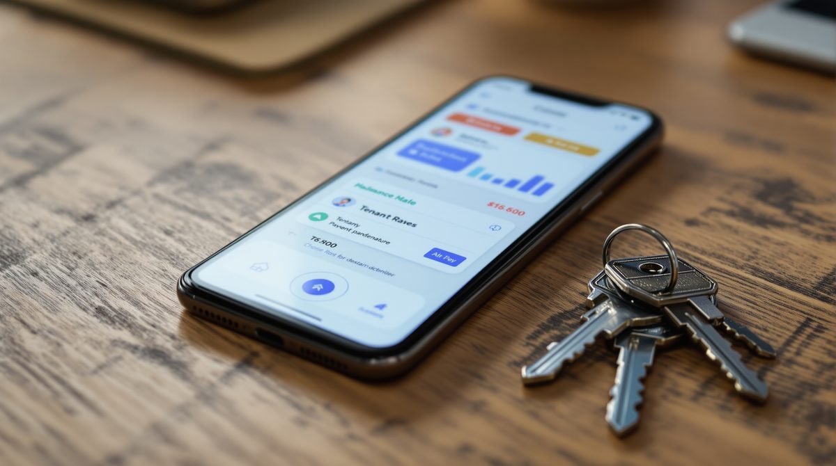 Smartphone-App f&uuml;r digitale Mietverwaltung mit Mieter&uuml;bersicht und Zahlungsstatus