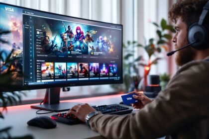 Gamer kauft Visa Gutschein auf digitalem Spielemarktplatz – Eneba Visa Gutschein kaufen