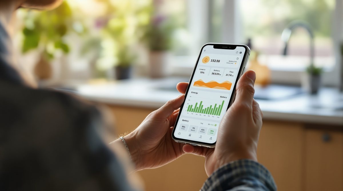 Smartphone-App zur Steuerung von Solarenergie und Batteriespeicher im Smart Home