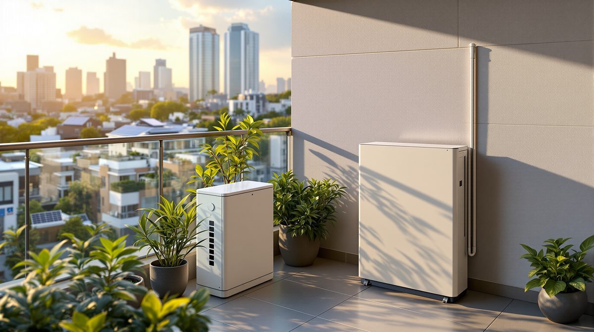 Balkonkraftwerk mit Speicher auf einem Stadtbalkon – smarte Speicher für grüne Städte und dezentrale Energiezukunft