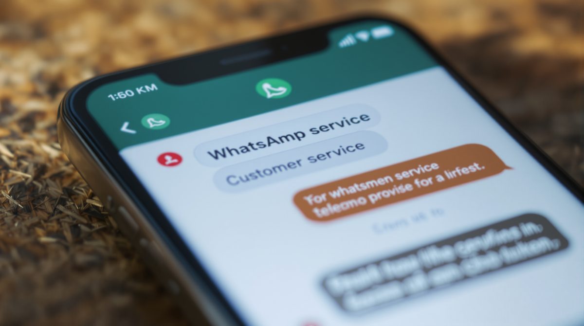 WhatsApp-Chat mit Vodafone Kundenservice auf dem Smartphone-Display