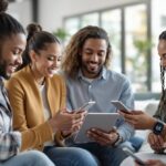 Digitale Gesundheit – Menschen nutzen Smartphone und Smartwatch zur Gesundheitsüberwachung