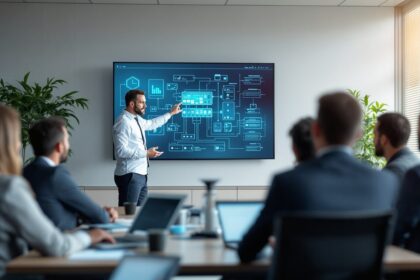 Unternehmensberater präsentiert IT-Modernisierungsstrategie im Konferenzraum