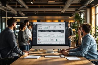 Professionelles Digitalagentur-Team im modernen Büro bei der CMS-Beratung