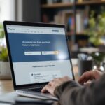 Person am Laptop nutzt PayPal Help Center für Kundenservice-Unterstützung