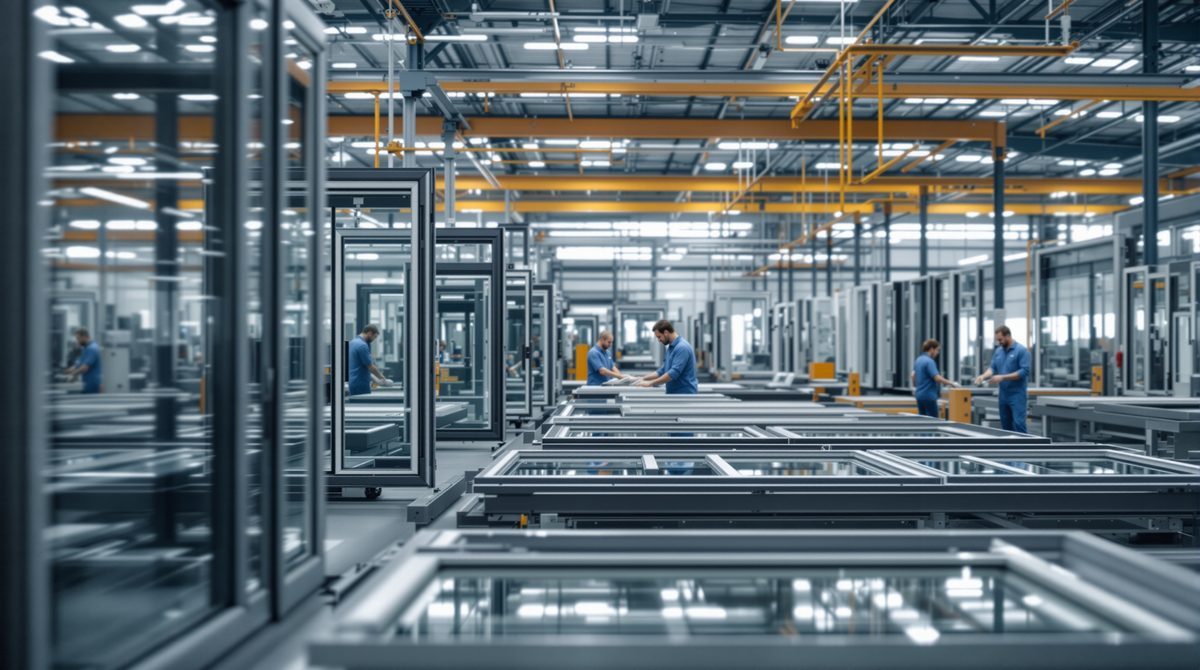 Software für Fensterbauer – Produktionshalle mit CNC-Maschinen und Fensterelementen
