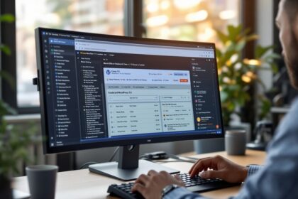 WordPress 7.0 Dashboard auf Monitor – Entwickler prüft neue Funktionen im modernen Block Editor