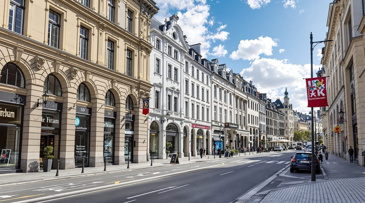 Boulevard Royal in Luxemburg-Stadt, europäisches Finanzviertel mit Banken