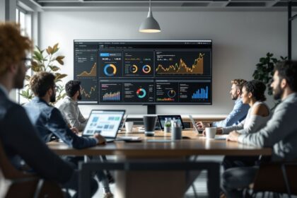 SEO Agentur Team arbeitet gemeinsam in modernem Büro an Google Rankings und Keyword-Strategien