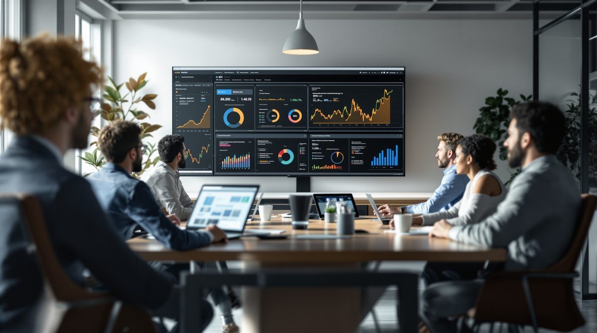 SEO Agentur Team arbeitet gemeinsam in modernem Büro an Google Rankings und Keyword-Strategien