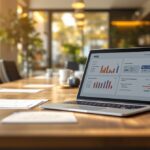 Professioneller Besprechungsraum für WEG-Verwaltung mit Laptop und digitaler Software