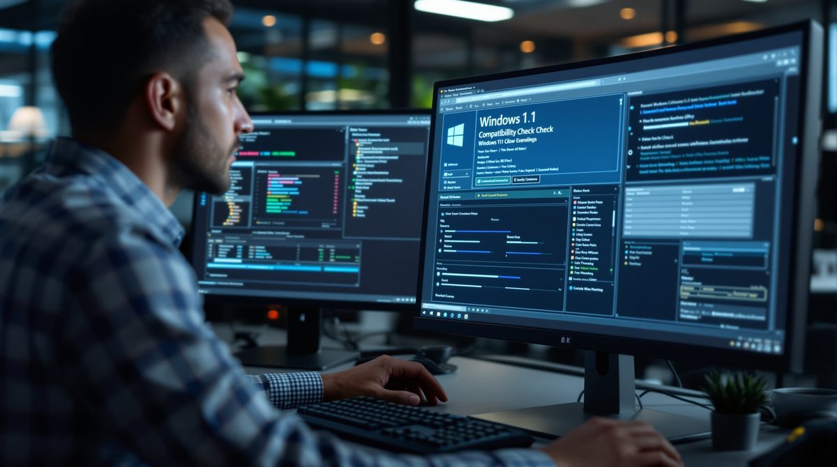 IT-Administrator führt Kompatibilitätsprüfung für Windows 11 Upgrade durch