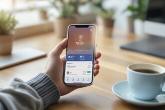 Hände halten ein Smartphone mit medizinischer App — Telemedizin im Alltag