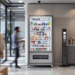 Moderner Snackautomat in einem Büro-Pausenraum mit verschiedenen Snack-Produkten