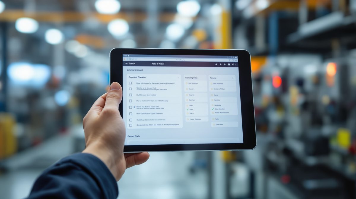App für Servicetechniker auf einem Tablet im Einsatz an einer Industrieanlage
